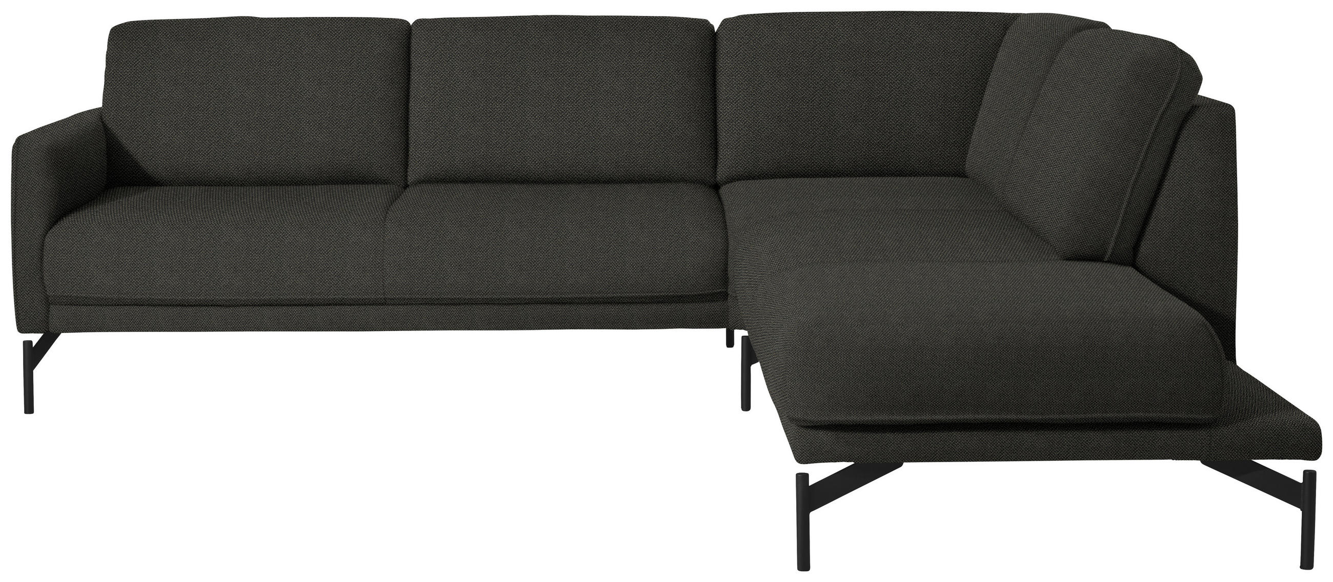 ECKSOFA in Flachgewebe, Struktur Anthrazit  - Anthrazit, Design, Textil/Metall (254/230cm) - Johann Jakob