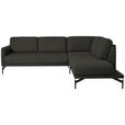 ECKSOFA in Flachgewebe, Struktur Anthrazit  - Anthrazit, Design, Textil/Metall (254/230cm) - Ambiente