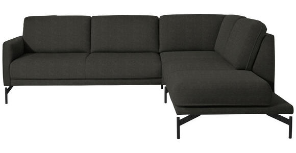 ECKSOFA in Flachgewebe, Struktur Anthrazit  - Anthrazit, Design, Textil/Metall (254/230cm) - Ambiente