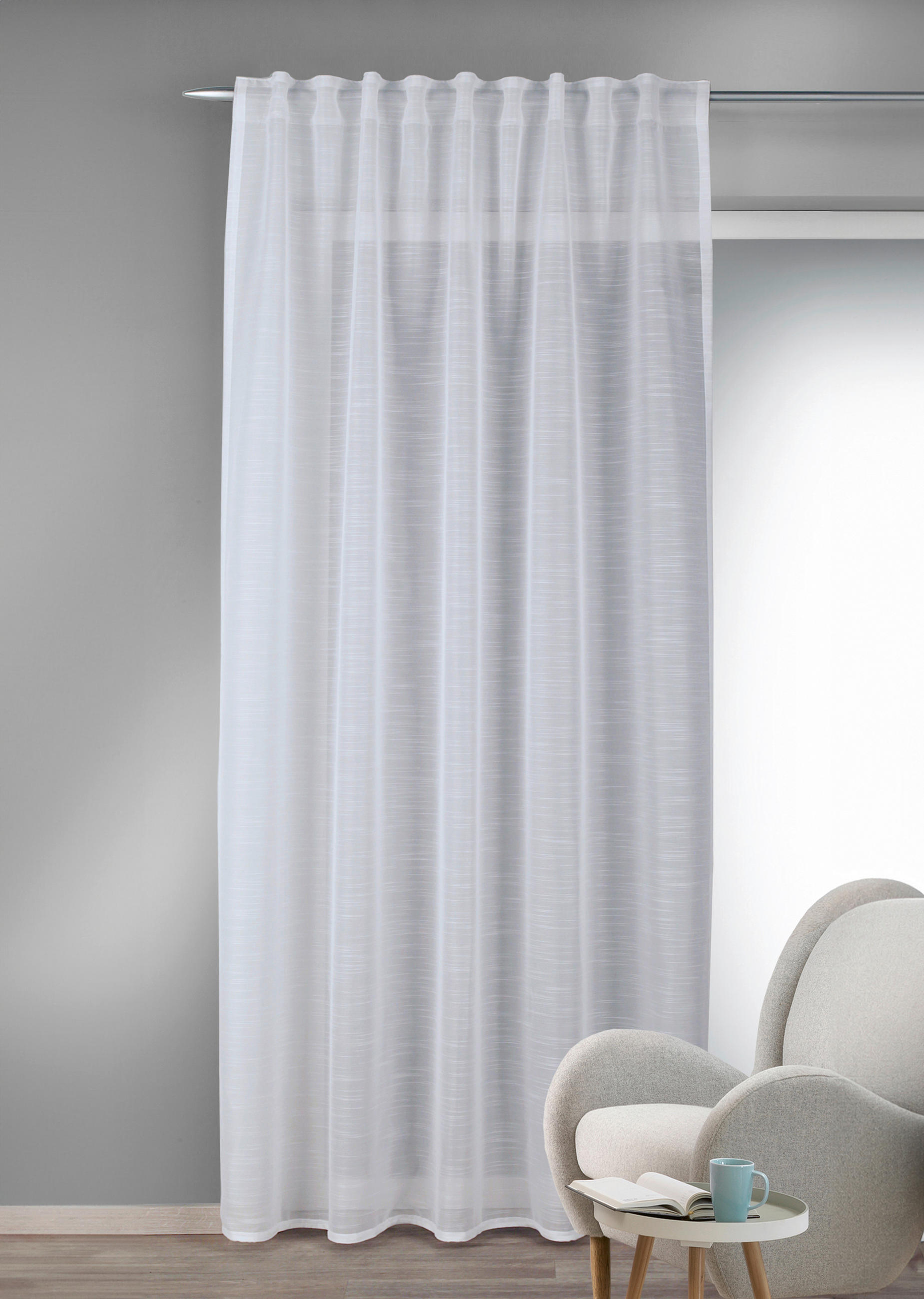 FERTIGVORHANG halbtransparent  - Weiß, Basics, Textil (135/245cm)