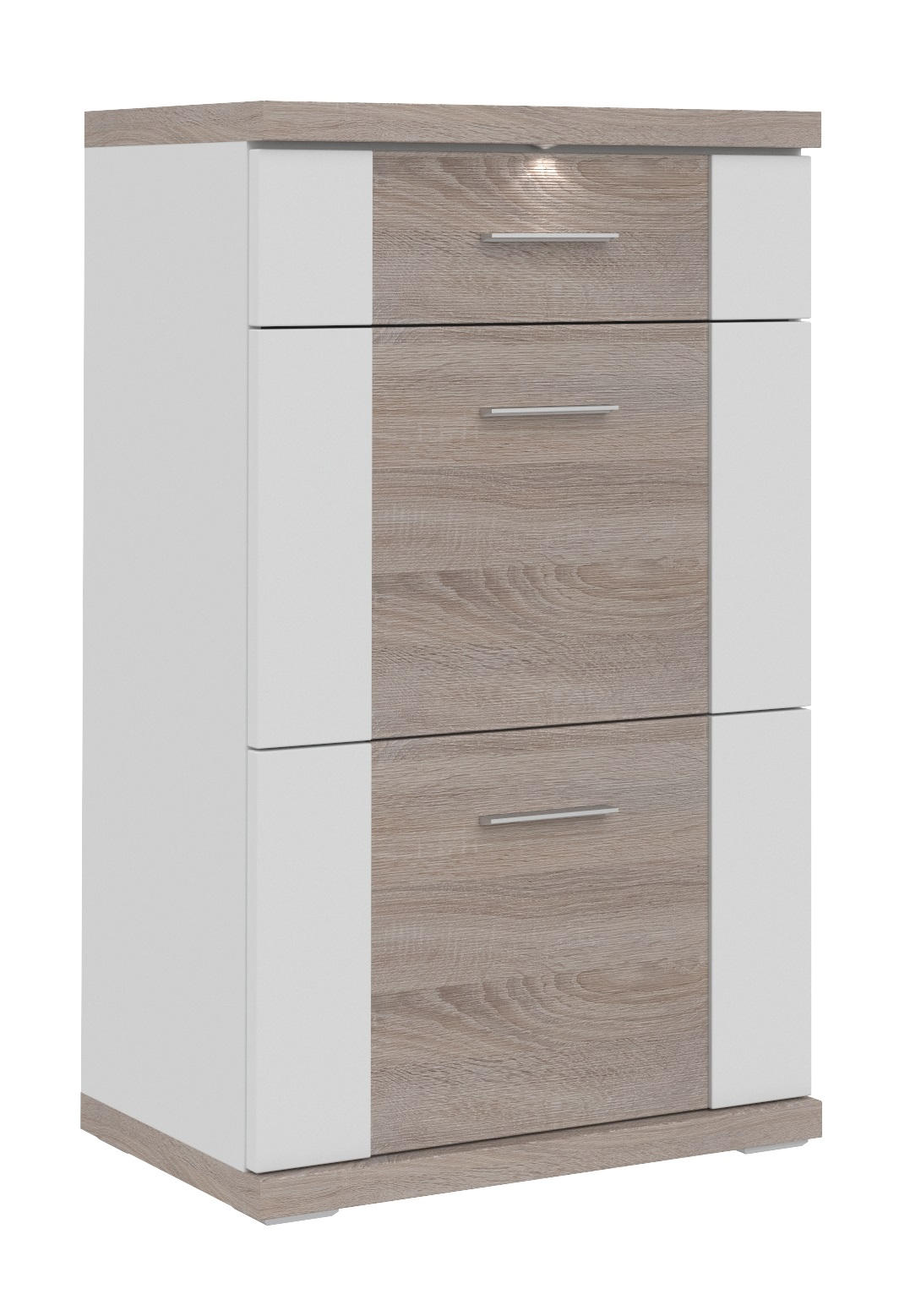 KOMMODE in 65/107/42 cm - Chromfarben/Eichefarben, Design, Holzwerkstoff/Kunststoff (65/107/42cm) - Xora