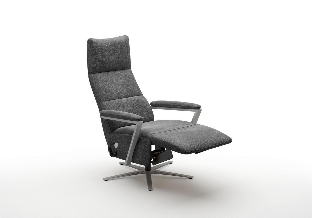 RELAXSESSEL TV VARIO COMFORT E M2 Chenille Kopfteilverstellung, Rücken echt    - Anthrazit/Silberfarben, Basics, Textil/Metall (70/126/85cm) - Sit & More