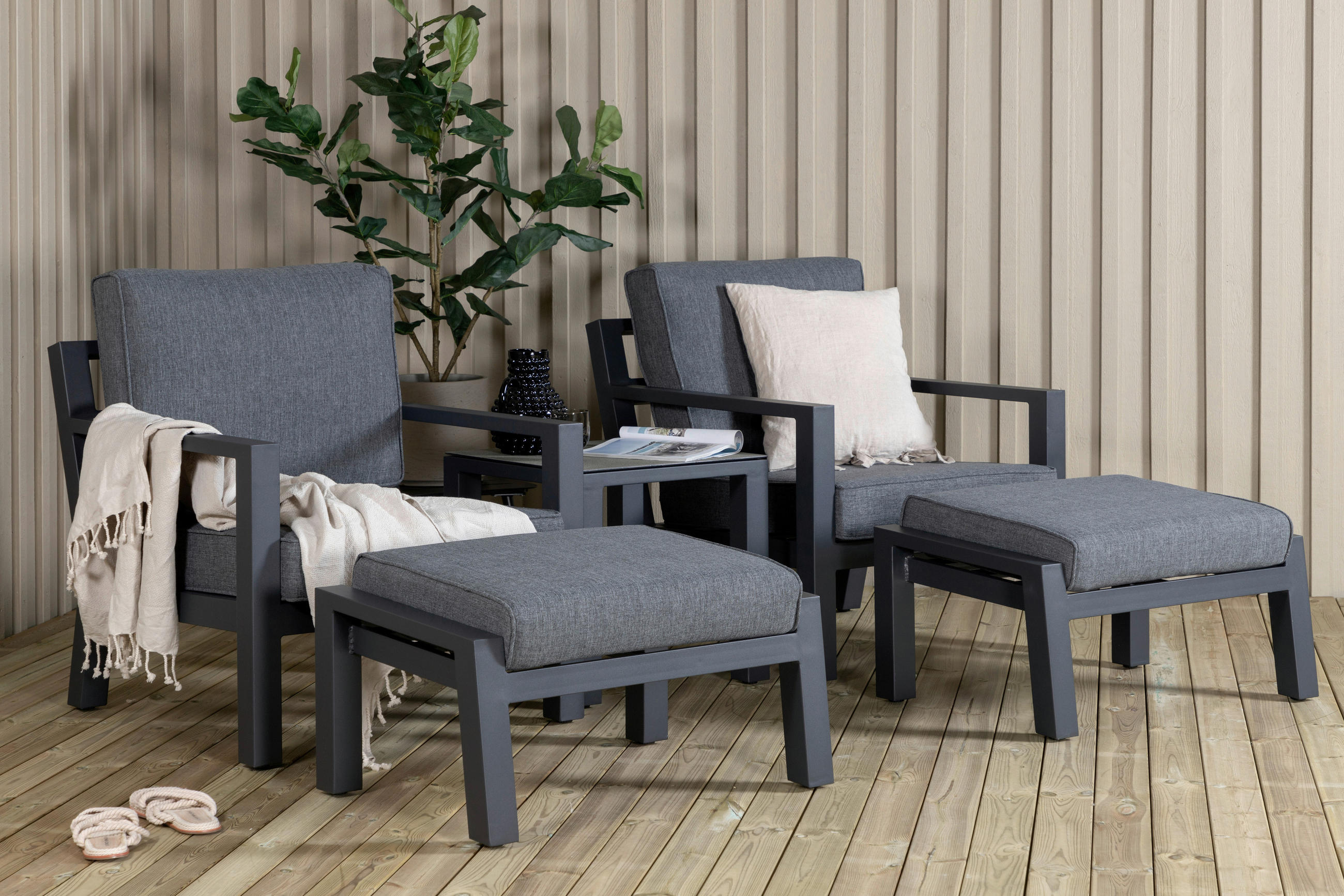 LOUNGEGRUPP 5 delar  - grå/svart, Basics, metall/textil
