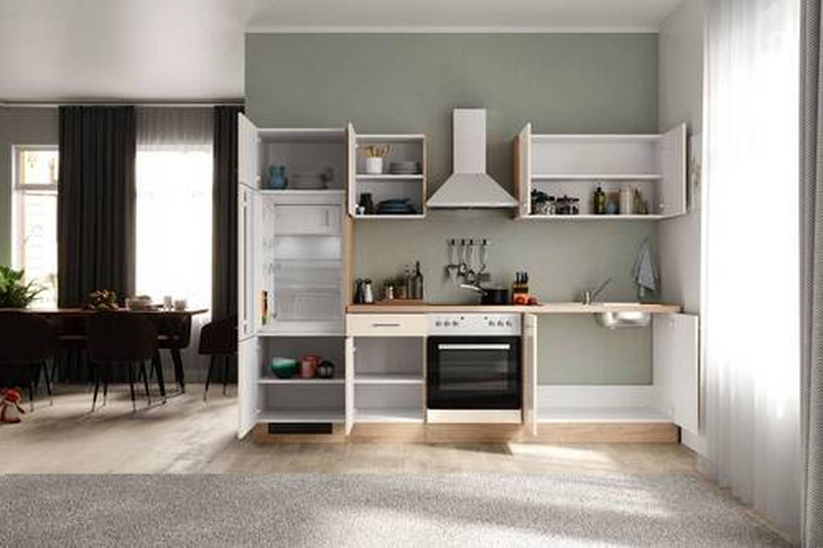 KUCHYŇSKÁ LINKA NEPAL 270 - Sonoma dub/kašmírová, Moderní, kov/kompozitní dřevo (270cm) - FlexWell