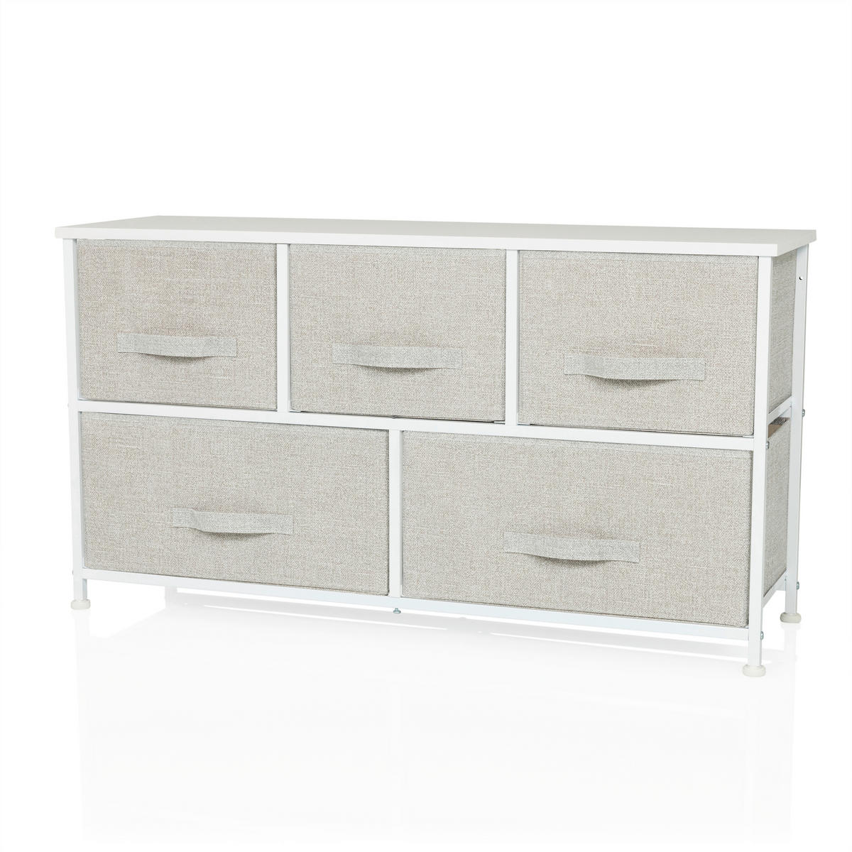 KOMMODE  in 100/55/30 cm  - Weiß/Grau, MODERN, Kunststoff/Textil (100/55/30cm) - MID.YOU
