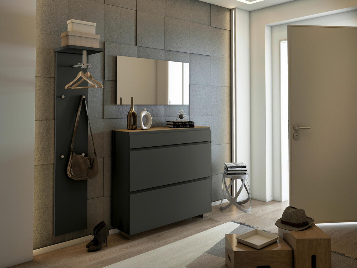 HÄNGESCHUHSCHRANK 110/97/33 cm  - Eichefarben/Anthrazit, Design, Holzwerkstoff (110/97/33cm) - Moderano