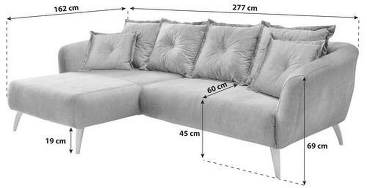 ECKSOFA in Velours Gelb, Multicolor  - Gelb/Multicolor, Modern, Holz/Textil (162/277cm) - Livetastic