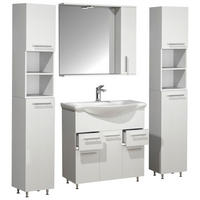 BADEZIMMER 5-teilig  in 135 cm  - Weiss/Silberfarben, Modern, Glas/Keramik (135cm) - MID.YOU