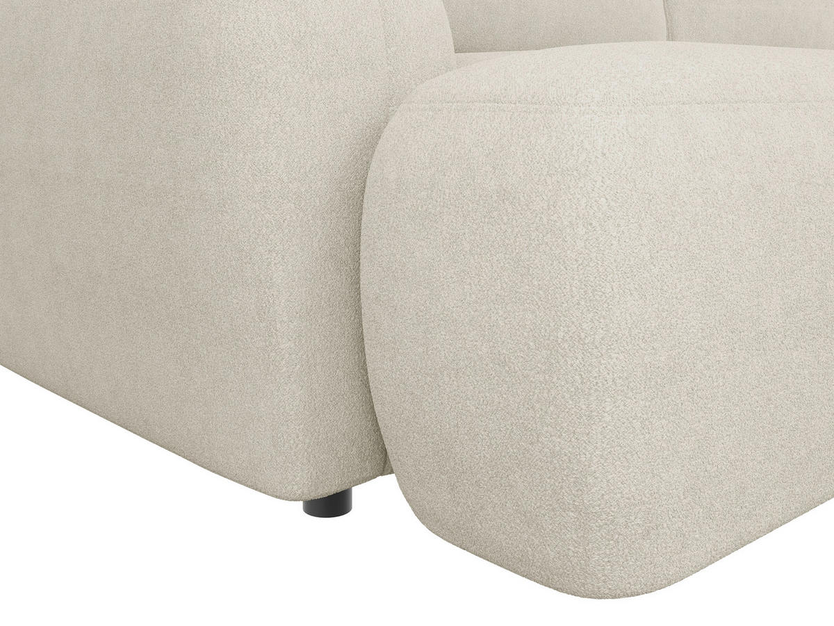 ECKSOFA Sevilla Plus in Bouclé Creme  275/175 cm  - Creme/Schwarz, Design, Kunststoff/Textil (275/175cm) - MID.YOU