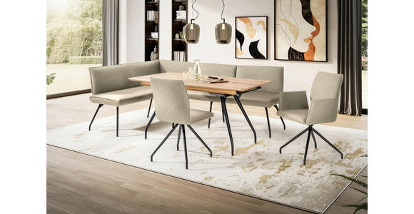 ECKBANK 165/225 cm  in Beige  - Beige/Schwarz, Design, Textil/Metall (165/225cm) - Moderano