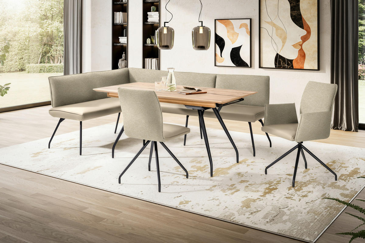 ECKBANK 165/225 cm  in Beige  - Beige/Schwarz, Design, Textil/Metall (165/225cm) - Moderano