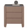 NACHTSCHRANK 57/60/41 cm  - Hellbraun/Greige, Design, Glas/Textil (57/60/41cm) - Johann Jakob