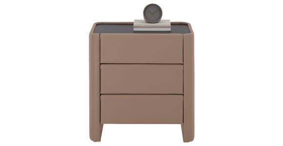 NACHTSCHRANK 57/60/41 cm - Hellbraun/Greige, Design, Glas/Textil (57/60/41cm) - Johann Jakob