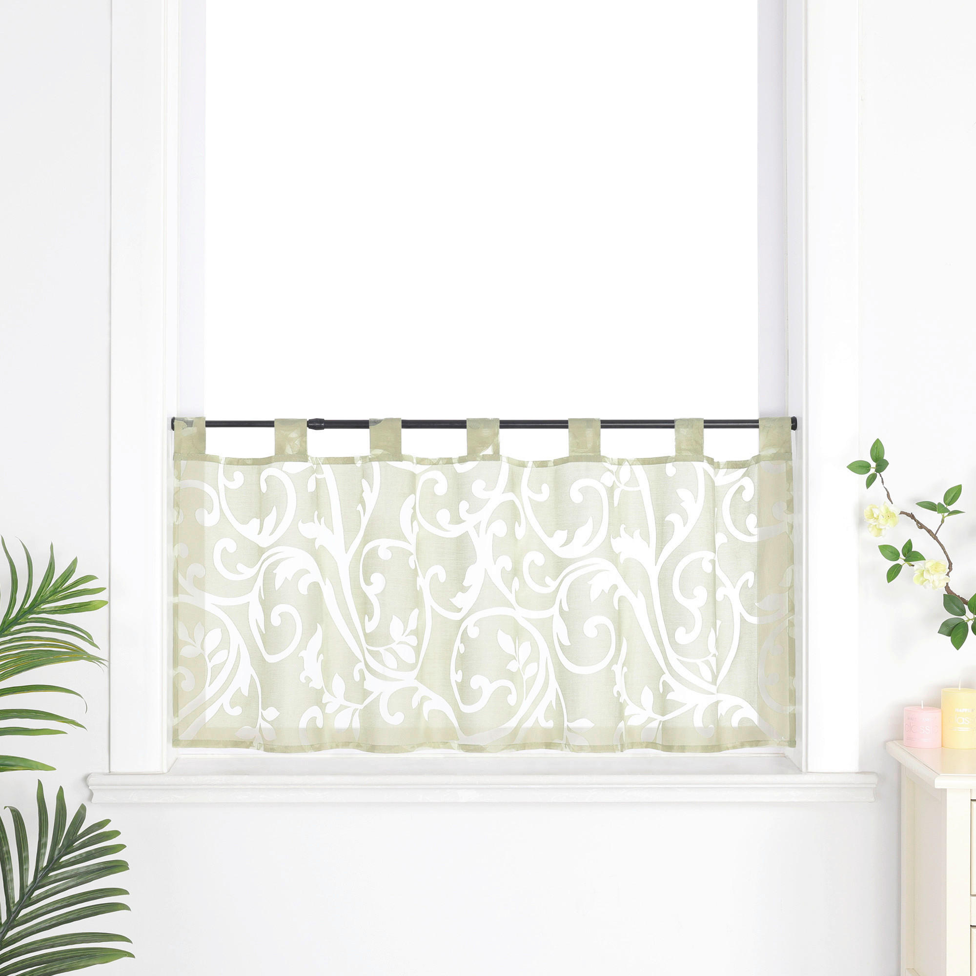 SCHEIBENGARDINE   120/45 cm   - Salbeigrün, Basics, Textil (120/45cm)