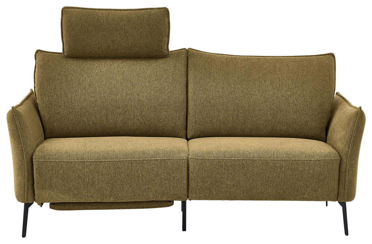 3-SITZER-SOFA Chenille Senfgelb  - Senfgelb/Schwarz, KONVENTIONELL, Textil/Metall (184/90/92cm) - Elegando