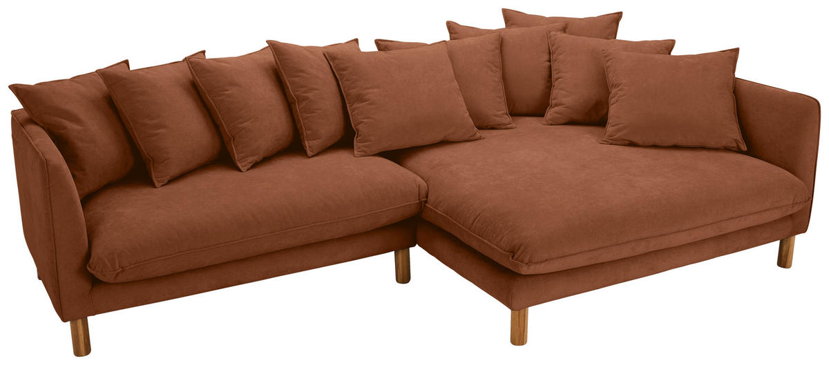 ECKSOFA Rostfarben Chenille  - Rostfarben/Buchefarben, KONVENTIONELL, Holz/Textil (276/162cm) - Carryhome