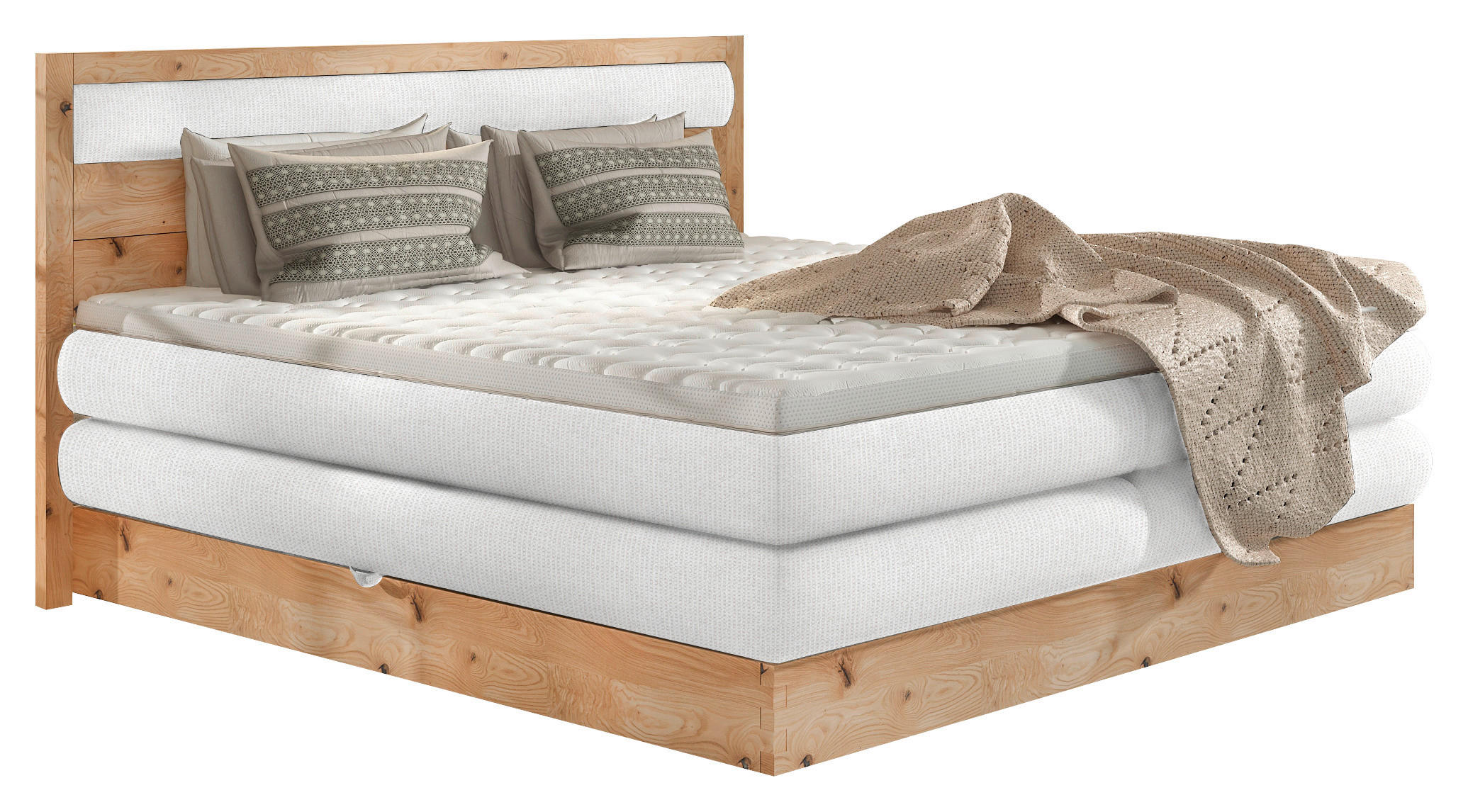 BOXSPRINGBETT 160/200 cm  in Eichefarben, Grauweiß  - Eichefarben/Grauweiß, KONVENTIONELL, Holz/Holzwerkstoff (160/200cm) - Valnatura
