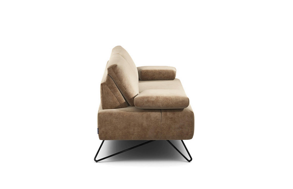 2-SITZER-SOFA Samt Sandfarben  - Sandfarben/Schwarz, Design, Textil/Metall (164-194/85/86-94cm) - SENSOO