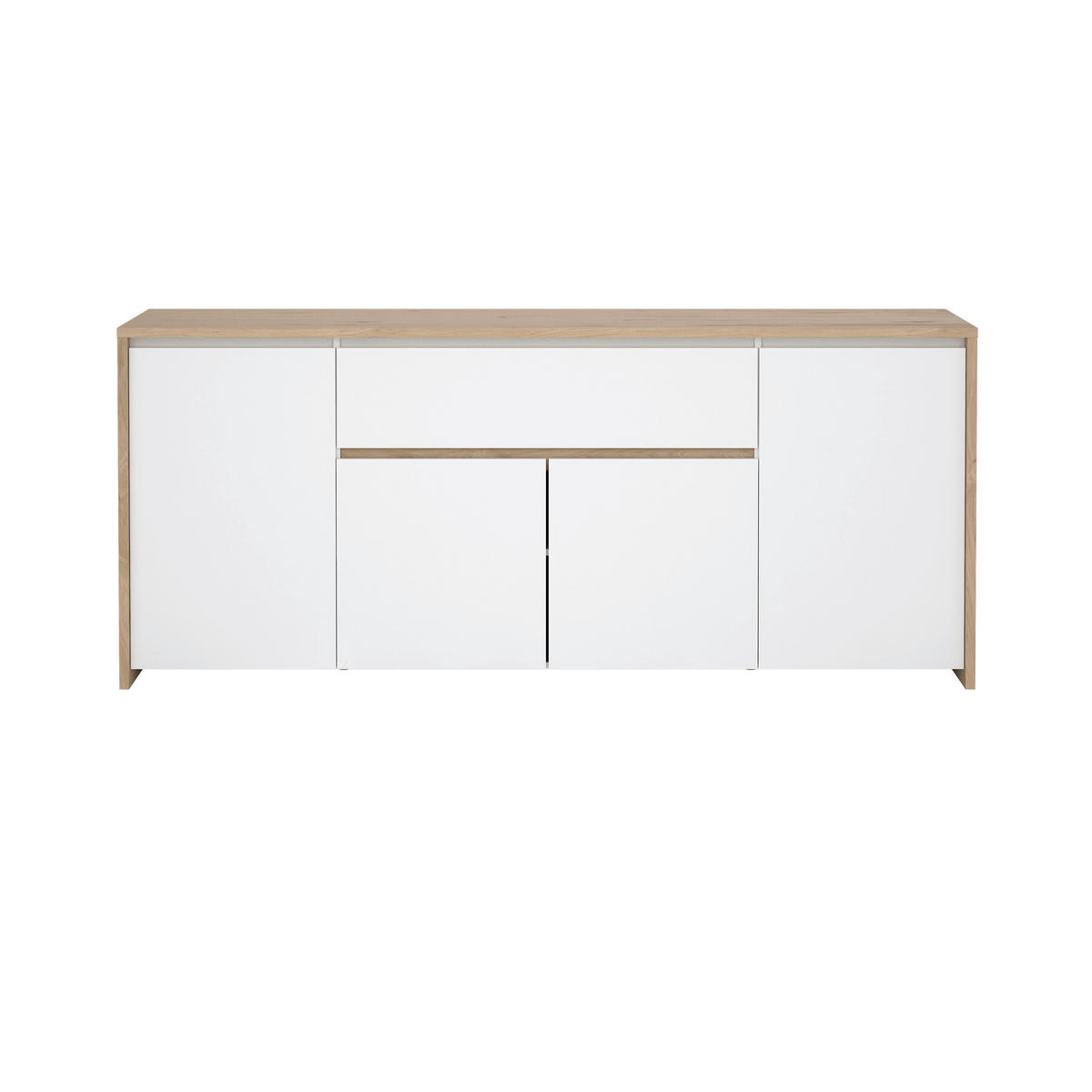SIDEBOARD  in 197/84/48 cm  - Weiß Hochglanz/Eichefarben, KONVENTIONELL, Holzwerkstoff (197/84/48cm) - Boxxx