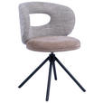 STUHL  Stoffauswahl, Sitzfläche 360° drehbar Webstoff  - Graubraun/Schwarz, Design, Textil/Metall (58/80/60cm) - Novel