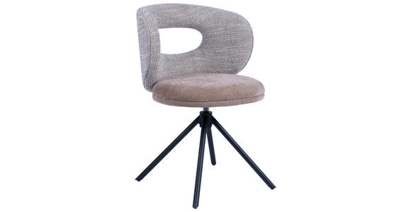 STUHL  Stoffauswahl, Sitzfläche 360° drehbar Webstoff  - Graubraun/Schwarz, Design, Textil/Metall (58/80/60cm) - Novel