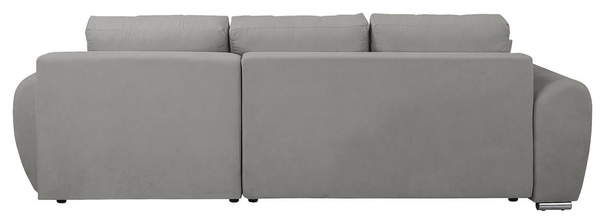 ECKSOFA in Mikrofaser Grau  - Silberfarben/Grau, Design, Textil/Metall (256/175cm) - Livetastic