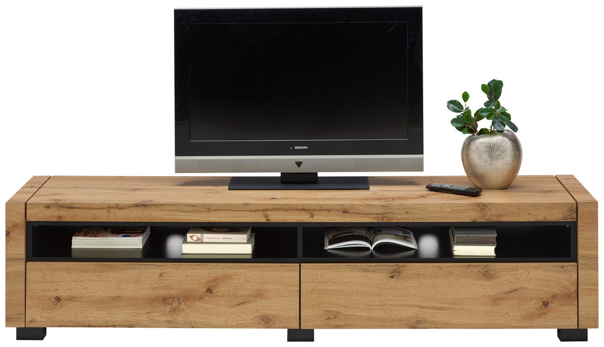 NISKA KOMODA   180/46/40 cm   crna, boje hrasta   - boje hrasta/crna, Design, drvni materijal (180/46/40cm) - Xora