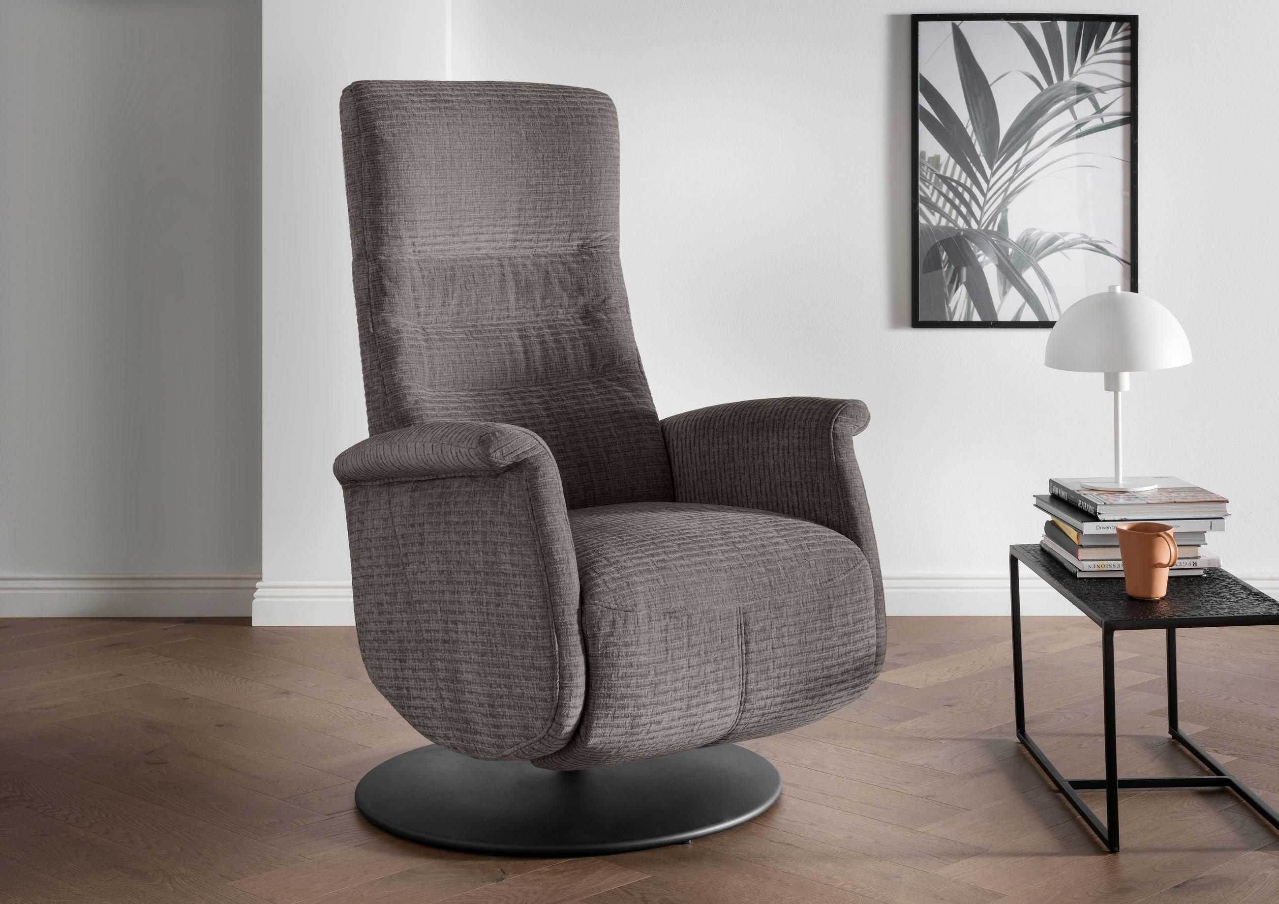 RELAXSESSEL in Textil Graubraun  - Graubraun/Schwarz, MODERN, Textil/Metall (72/118/85-165cm) - Livetastic