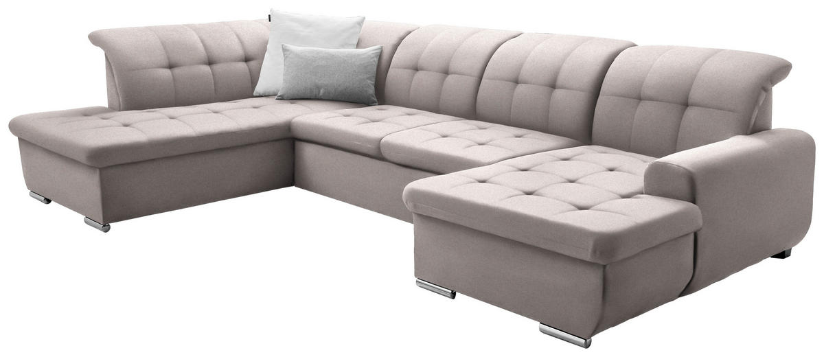 SOFFA i flatväv taupe  - silver/taupe, Design, metall/textil (208/342/145cm) - Livetastic