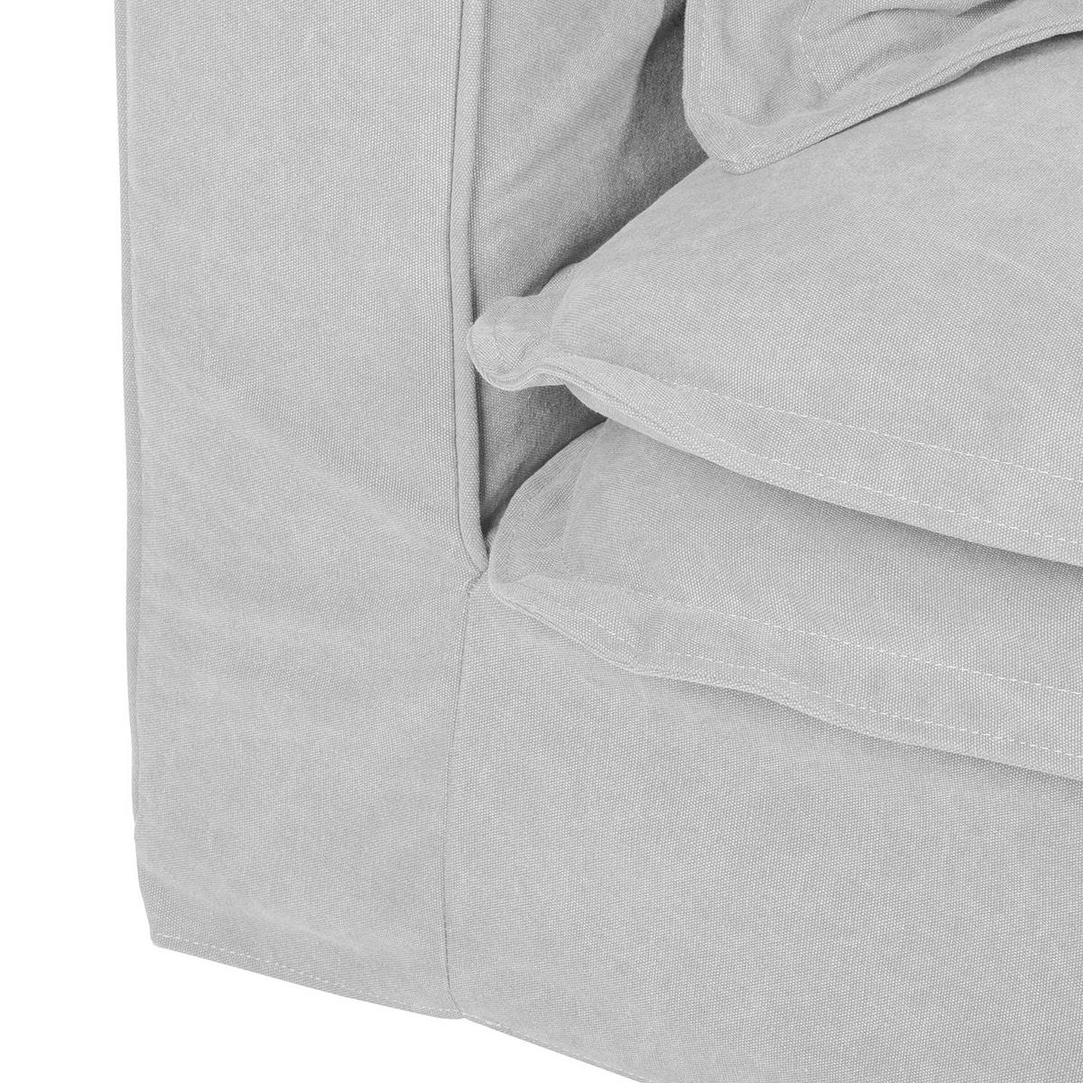 3-SITZER-SOFA Webstoff Hellgrau  - Hellgrau/Schwarz, Design, Kunststoff/Textil (238/90/119cm) - P & B