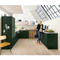 EINBAUKÜCHE SIENA  - Dunkelgrün/Creme, Design, Holzwerkstoff - Schüller