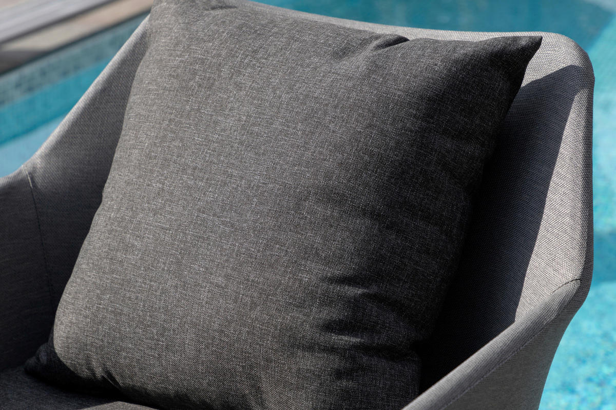 LOUNGEGARNITUR   Aluminium  - Schwarz/Grau, KONVENTIONELL, Textil/Metall - Gardenson
