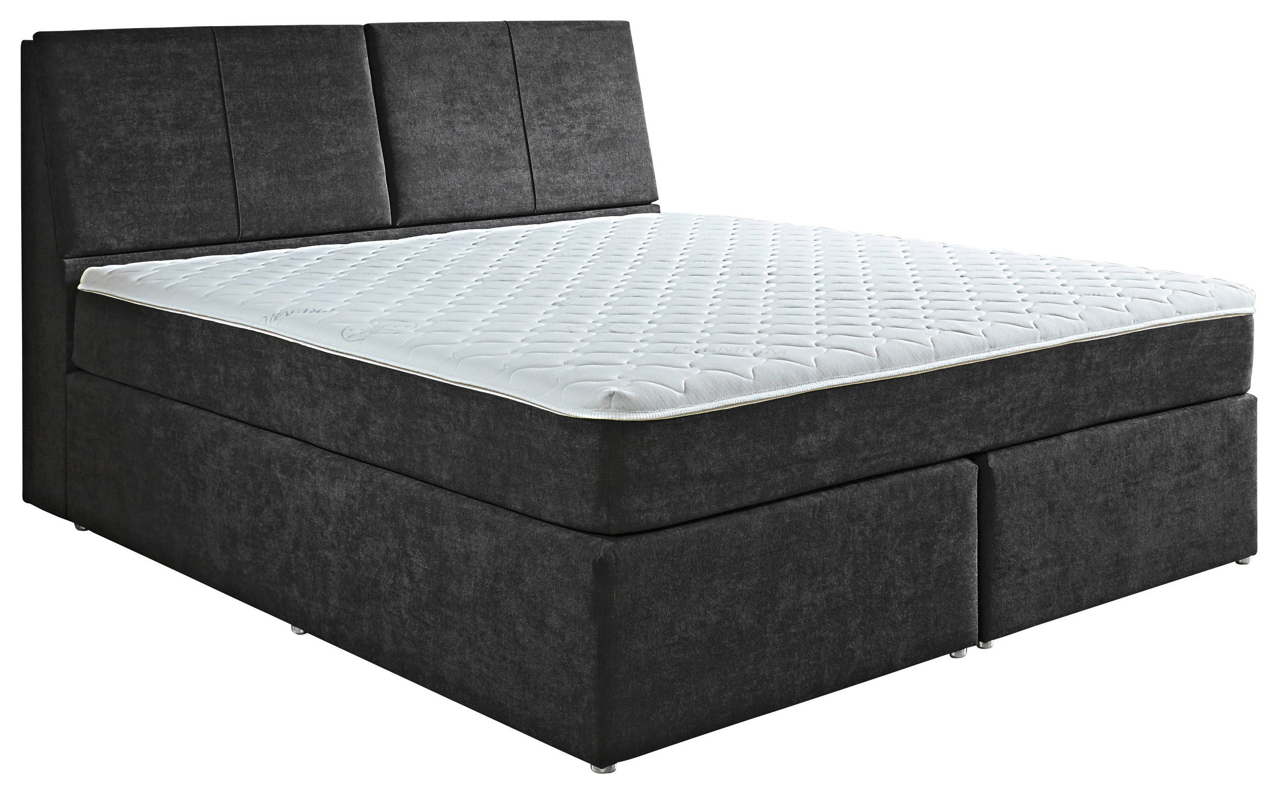 BOXSPRINGBETT 180/200 cm  in Anthrazit  - Chromfarben/Anthrazit, KONVENTIONELL, Kunststoff/Textil (180/200cm) - Boxxx
