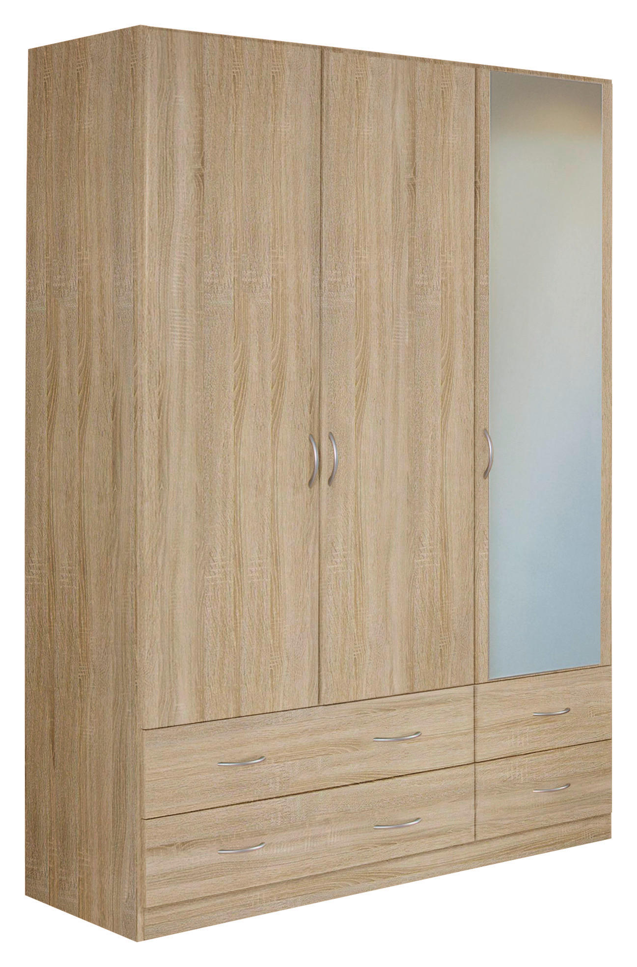 DREHTÜRENSCHRANK 136/197/54 cm 3-türig  - Silberfarben/Sonoma Eiche, Design, Glas/Holzwerkstoff (136/197/54cm) - Boxxx