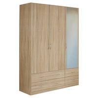 DREHTÜRENSCHRANK in Sonoma Eiche  - Silberfarben/Sonoma Eiche, Design, Glas/Holzwerkstoff (136/197/54cm) - Boxxx