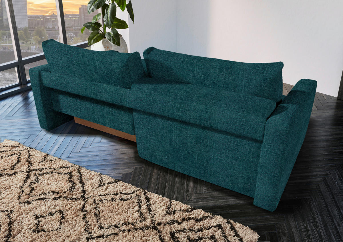 2,5-SITZER in Velours Opal  - Opal/Schwarz, Design, Kunststoff/Textil (240/70/125cm) - Xora