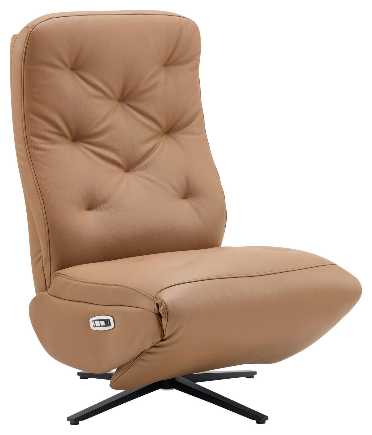 RELAXSESSEL NORA Lederlook, Mikrofaser    - Schwarz/Braun, Design, Textil/Metall (68/113/84cm) - Livetastic