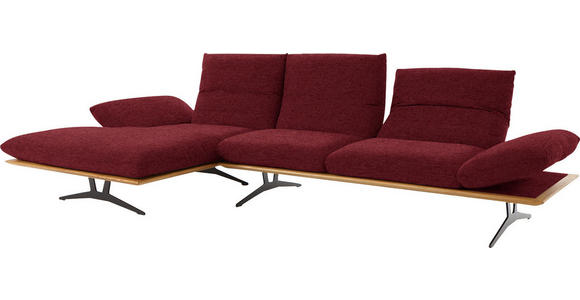 ECKSOFA in Flachgewebe Rot  - Rot/Schwarz, Design, Holz/Textil (159/314cm) - Dieter Knoll