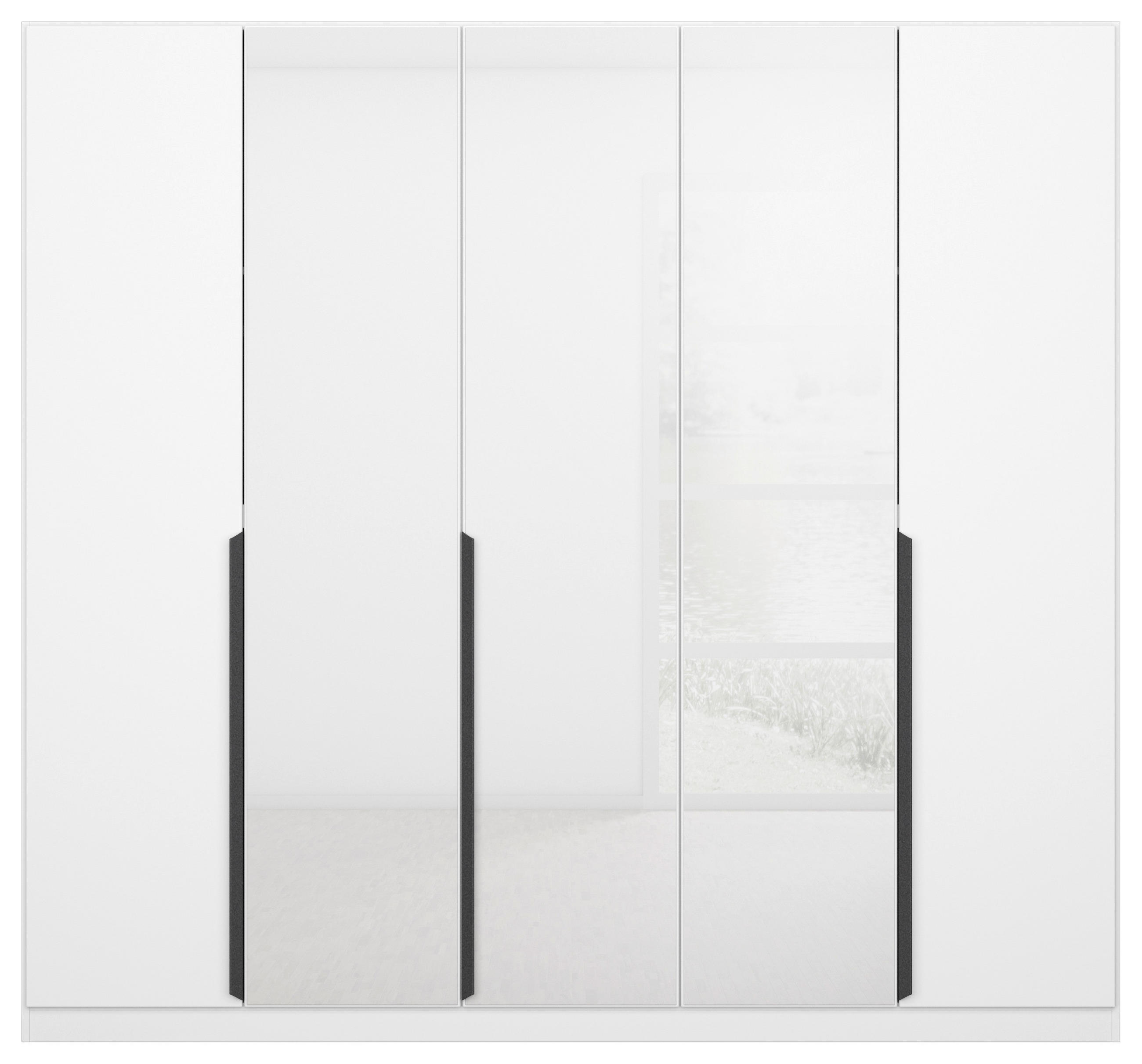 DREHTÜRENSCHRANK 225/210/54 cm 5-türig Weiß, Weiß Hochglanz  - Weiß Hochglanz/Weiß, MODERN, Glas/Holzwerkstoff (225/210/54cm) - Rauch Möbel