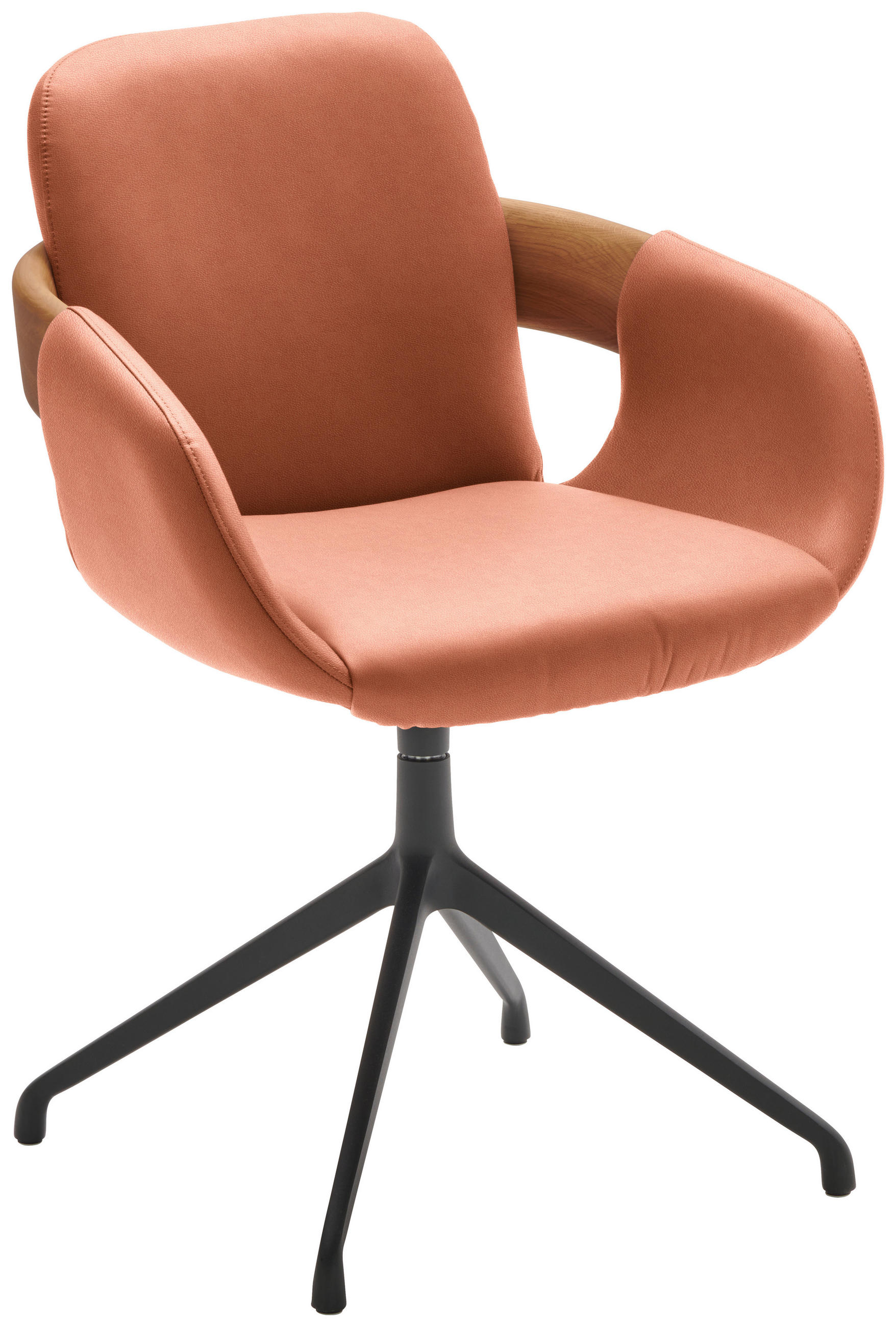 ARMLEHNSTUHL  Lederauswahl, Stoffauswahl, Typenauswahl, Sitzfläche 360° drehbar  Echtleder  - Eichefarben/Cognac, Natur, Leder/Holz (60/86/60cm) - Valnatura