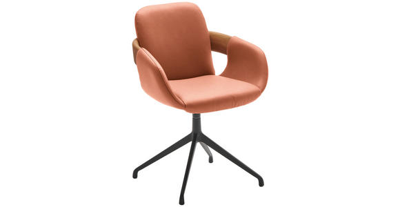 ARMLEHNSTUHL  Lederauswahl, Stoffauswahl, Typenauswahl, Sitzfläche 360° drehbar  Echtleder  - Eichefarben/Cognac, Natur, Leder/Holz (60/86/60cm) - Valnatura