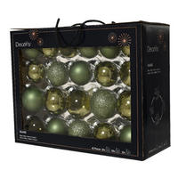 CHRISTBAUMKUGEL-SET 42-teilig  - Grün, Basics, Glas (7,00/7,00/7,00cm)