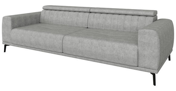 BIGSOFA Webstoff Grau  - Schwarz/Grau, KONVENTIONELL, Textil/Metall (280/80/110cm) - Carryhome
