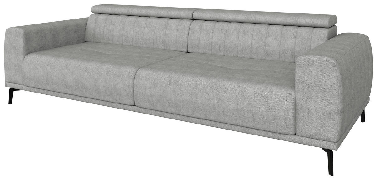 BIGSOFA Webstoff Grau  - Schwarz/Grau, KONVENTIONELL, Textil/Metall (280/80/110cm) - Carryhome
