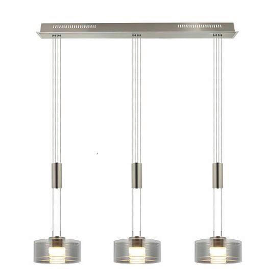 ZÁVESNÉ LED SVIETIDLO, 95/20/100-160 cm  - chrómová/niklová, Design, kov/sklo (95/20/100-160cm)