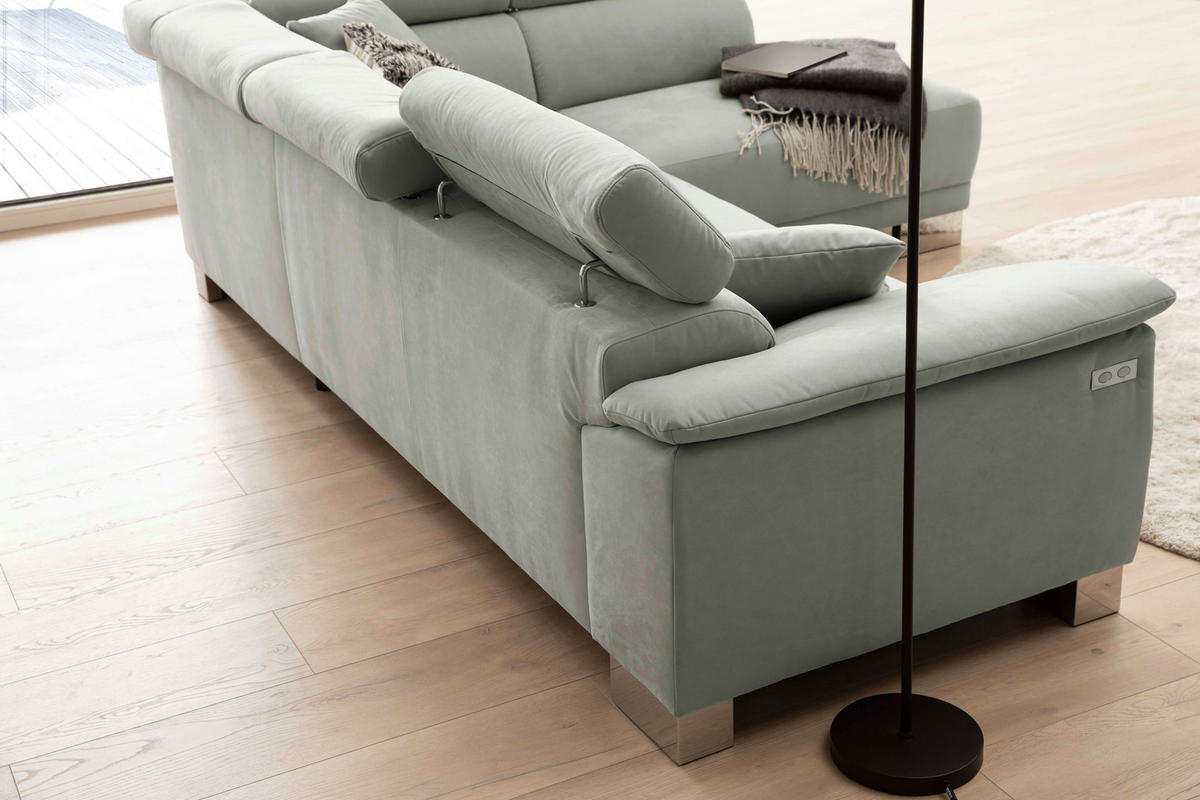 ECKSOFA in Mikrofaser Hellbraun  - Chromfarben/Hellbraun, Design, Textil (270/205cm) - Pure Home Lifestyle