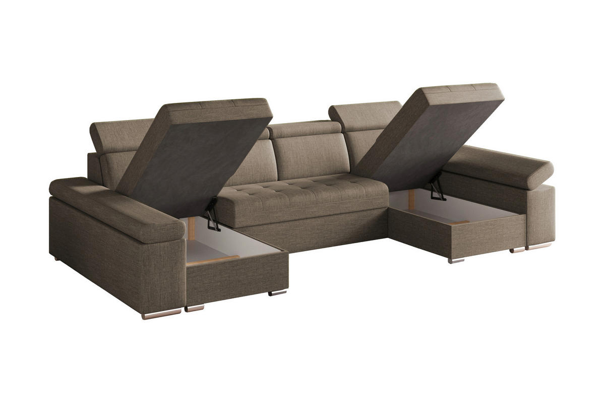 WOHNLANDSCHAFT TORONTO U Braun Webstoff  - Silberfarben/Braun, Design, Textil (168/330/168cm) - MID.YOU