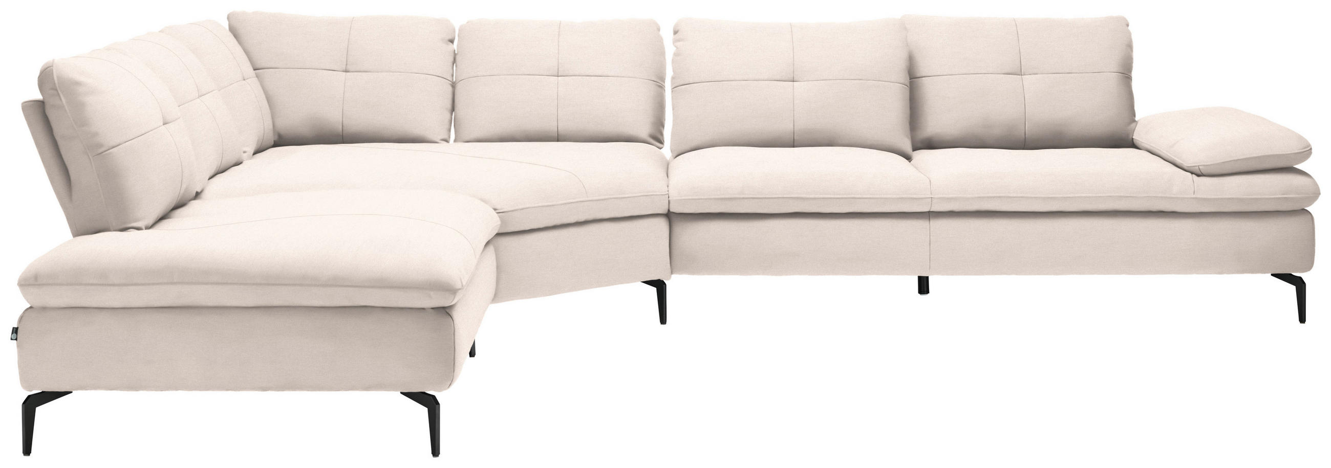 ECKSOFA in Flachgewebe Creme  - Creme/Schwarz, Design, Textil/Metall (271/344cm) - Chilliano