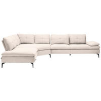 ECKSOFA in Flachgewebe Creme  271/344 cm  - Creme/Schwarz, Design, Textil/Metall (271/344cm) - Chilliano