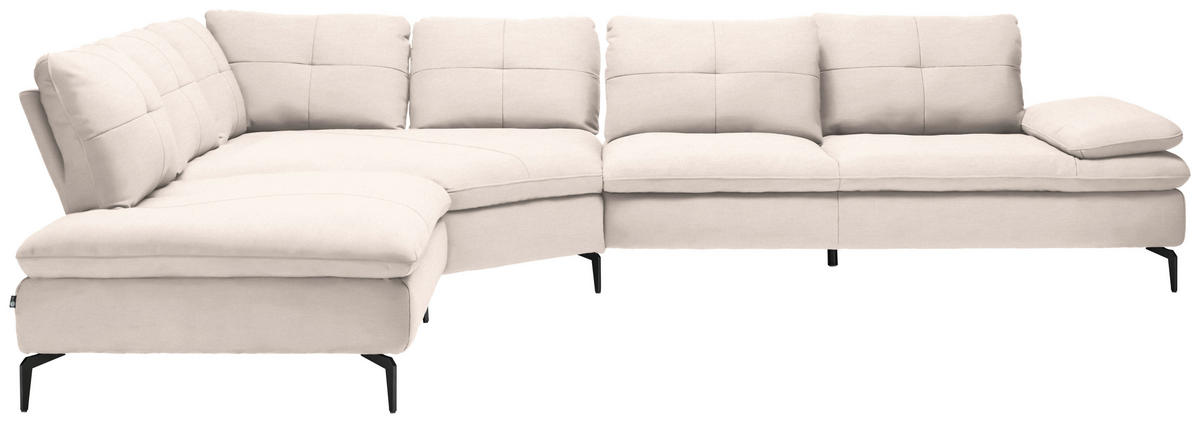 ECKSOFA in Flachgewebe Creme  271/344 cm  - Creme/Schwarz, Design, Textil/Metall (271/344cm) - Chilliano